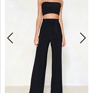 Nasty Gal Bandeau Top & Wide-Leg Pants Set Size 6